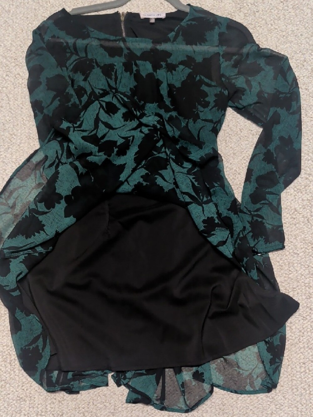 Sugarlips Teal and Black Floral Scoop Neck Top - Picture 4 of 4